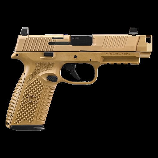 Picture of FN America 510 MRD Comp, Striker Fired, Semi-automatic, Full Size, 10MM, 4.43" Barrel, FN Quick Connect Compensator, Matte Finish, Flat Dark Earth, 15 Rounds 66-102127