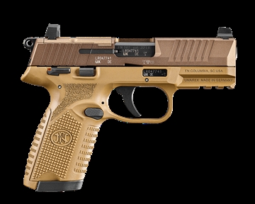 Picture of FN America 502, MRD, Single Action Only, Semi-automatic, Polymer Frame Pistol, Compact Size, 22 LR, 4" Barrel, Flat Dark Earth, Optic Height Sights, Ambidextrous Thumb Safety, No Decocker, Optics Ready Slide, 10 Rounds, 2 Magazines 66-101012 66101012