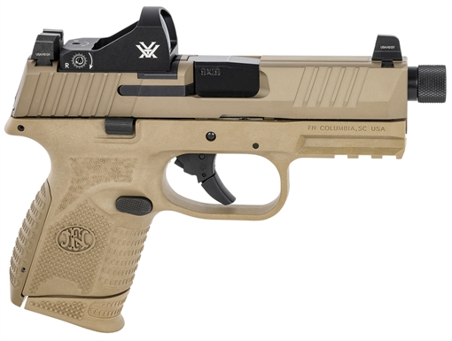 Picture of FN 509 Compact Tactical 9mm Luger 4.32" Threaded Barrel, 12+1/24+1, FDE Polymer Frame w/Mounting Rail, Optic Cut FDE Stainless Steel Slide, Includes Viper Red Dot 66100797