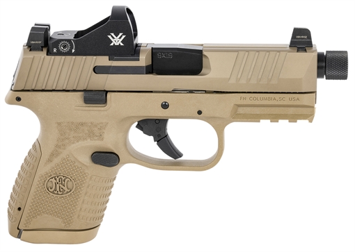 Picture of FN 509 Compact Tactical 9mm Luger 4.32" Threaded Barrel, 10+1 , Flat Dark Earth , Night Sights , Manual Safety Includes Viper Red Dot 66100801