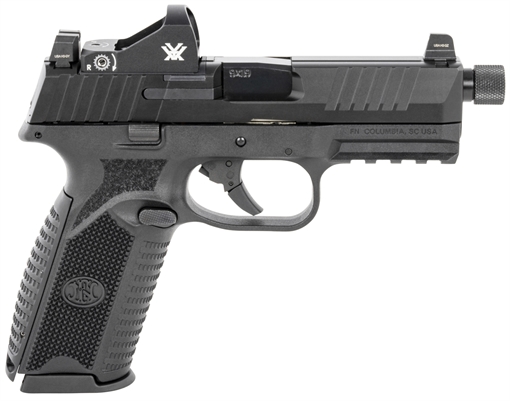 Picture of FN 509 Tactical 9mm Luger 10+1 4.50" Threaded Barrel, Matte Black Polymer Frame w/Mounting Rail, Optic Cut Matte Black Stainless Slide, No Manual Safety, Includes Viper Red Dot 66100846