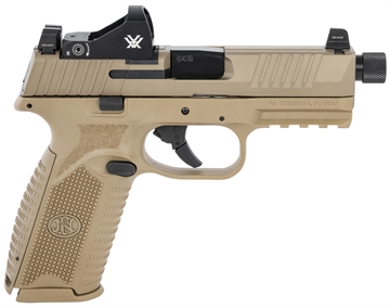 Picture of FN 509 Tactical 9mm Luger 10+1 4.50" Threaded Barrel, Flat Dark Earth Polymer Frame w/Mounting Rail, Optic Cut FDE Stainless Steel Slide, No Manual Safety, Includes Viper Red Dot 66100847