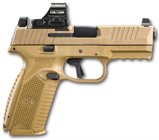 Picture of FN America 509 MRD, Striker Fired, Semi-automatic, Polymer Frame Pistol, Mid-Size, 9MM, 4" Barrel, Matte Finish, Black, Inlcudes Holosun 407C Red Dot Sight, Non-Manual Safety, Optic Height Sights, 17 Rounds, 2 Magazines 66-101927 66101927