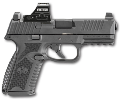 Picture of FN America 509M MRD, Striker Fired, Semi-automatic, Polymer Frame Pistol, Mid-Size, 9MM, 4" Barrel, Matte Finish, Black, Inlcudes Holosun 407C Red Dot Sight, Non-Manual Safety, Optic Height Night Sights, 15 Rounds, 2 Magazines 66-101930 66101930