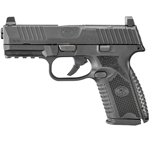 Picture of FN 509M MRD Mid-Size 9mm Luger 10+1 4" Black Recessed Crown Barrel, Matte Black Optic Ready/Serrated Stainless Steel Slide, Matte Black Polymer Frame w/Picatinny Rail, Ambidextrous 66100588