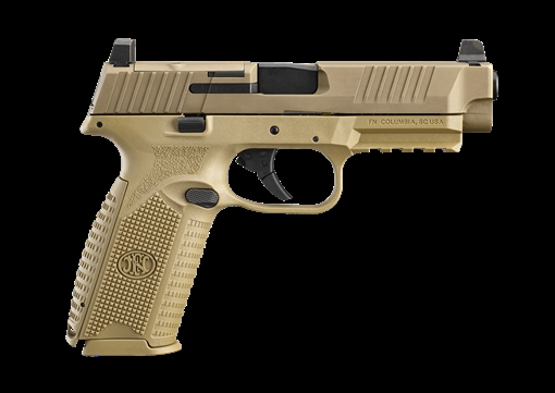 Picture of FN America 509 MRD, Striker Fired, Semi-automatic, Polymer Framed Pistol, Full Size, 9MM, 4.5" Barrel, Matte Finish, Flat Dark Earth, Optics Ready Slide, Suppressor Height Adjustable Sights, 17 Rounds, 2 Magazines 66-100722 66100722