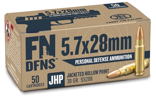 Picture of Fn America Llc PERSONAL DEFENSE 5.7X28MM 30GR JACKETED HOLLOW POINT 50/BOX SS200 DFNS 10700030