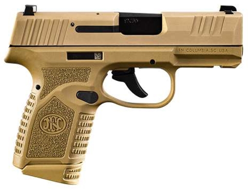 Picture of FN America Reflex, Semi-automatic Pistol, Polymer Frame, Internal Hammer Fired, Single Action Only, Micro Compact, 9MM, 3.3" Cold Hammer Forged Barrel, PVD Finish, Flat Dark Earth, Non-Manual Safety, Tritium Front Sight, 2 Dot Rear Sight, 2 Magazines, 10 Rounds 66-101413 66101413
