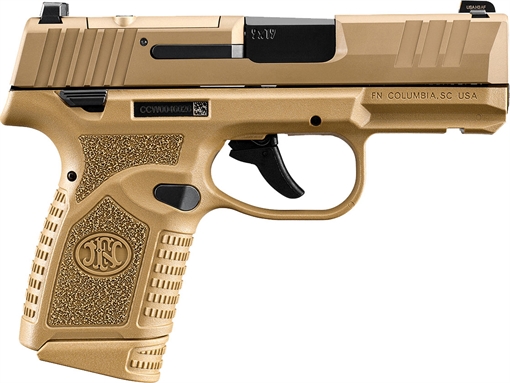 Picture of FN America Reflex MRD, Semi-automatic Pistol, Polymer Frame, Internal Hammer Fired, Single Action Only, Micro Compact, 9MM, 3.3" Cold Hammer Forged Barrel, PVD Finish, Flat Dark Earth, Optics Ready, Manual Safety, Tritium Front Sight, 2 Dot Rear Sight, 2 Magazines, 10 Rounds 66-101423 66101423
