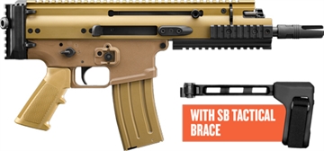 Picture of FN SCAR 15P 5.56x45mm 30+1 7.50" Black Steel Barrel, Flat Dark Earth Anodized Picatinny Rail Aluminum Receiver, SB Tactical Brace, Ambidextrous 38101883