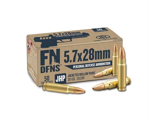 Picture of FN DFNS SS200 Personal Defense Handgun Ammunition 5.7x28mm 30gr JHP 1894 fps 500/ct Case 10700029