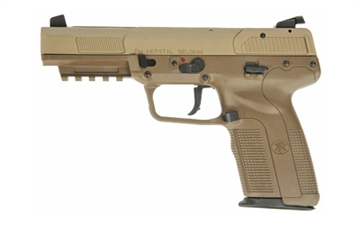 Picture of FN Five-seveN 5.7x28mm 20+1 4.80" Black Steel Barrel, Flat Dark Earth Serrated Steel Slide & Polymer Frame w/Picatinny Rail, FDE Textured Polymer Grip, Ambidextrous 3868900753