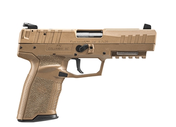 Picture of FN America Five seveN MRD, Single Action Only, Semi-automatic, Polymer Frame Pistol, Full Size, 5.7X28MM, 4.8" Barrel, Matte Finish, Flat Dark Earth, Stippled Textured Grip, Optic Ready, Adjustable Sights, Ambidextrous, 10 Rounds, 2 Magazines, Includes Ballistic Zippered Case 66-101277 66101277