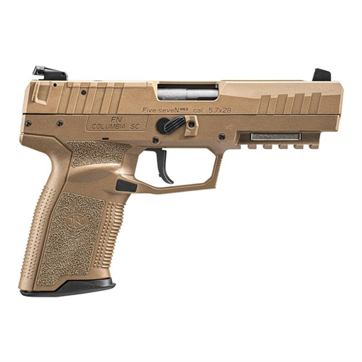 Picture of FN America Five seveN MRD, Single Action Only, Semi-automatic, Polymer Frame Pistol, Full Size, 5.7X28MM, 4.8" Barrel, Matte Finish, Flat Dark Earth, Stippled Textured Grip, Optic Ready, Adjustable Sights, Ambidextrous, 20 Rounds, 2 Magazines, Includes Ballistic Zippered Case 66-101275 66101275
