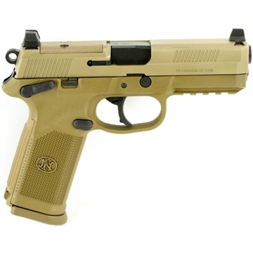 Picture of FN America FNX-45 Tactical, DA/SA, Semi-automatic, Full Size Pistol, 45 ACP, 4.5" Barrel, Polymer Frame, Flat Dark Earth Finish, Night Sights, 10Rd, 2 Magazines, Fired Case, Manual Safety, Optics Ready, State Compliant Model 66-100223 66100223