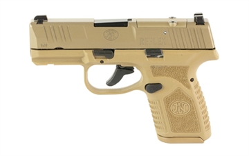 Picture of FN America Reflex MRD, Semi-automatic Pistol, Polymer Frame, Internal Hammer Fired, Single Action Only, Micro Compact, 9MM, 3.3" Cold Hammer Forged Barrel, PVD Finish, Flat Dark Earth, Optics Ready, Non-Manual Safety, Tritium Front Sight, 2 Dot Rear Sight, 2 Magazines, 10 Rounds 66-101415 66101415