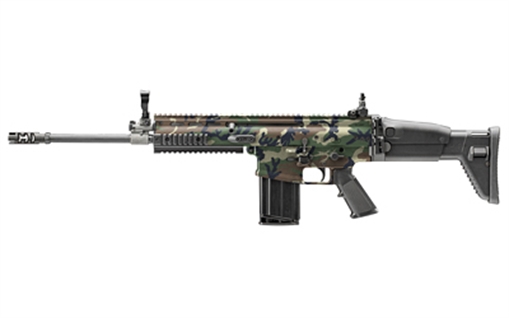 Picture of FN America SCAR 17S NRCH, Semi-automatic Rifle, 7.62NATO, 16.25" Barrel, Hydrographic (Hydro Dipped) Finish, Woodland Camo, Side Folding Stock, Polymer Pistol Grip, Adjustable Sights, 20 Rounds, 1 Magazine 38-101701-01 3810170101