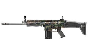 Picture of FN America SCAR 17S NRCH, Semi-automatic Rifle, 7.62NATO, 16.25" Barrel, Hydrographic (Hydro Dipped) Finish, Woodland Camo, Side Folding Stock, Polymer Pistol Grip, Adjustable Sights, 20 Rounds, 1 Magazine 38-101701-01 3810170101