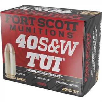 Picture of FORT SCOTT MUNITIONS LEAD FREE PISTOL AMO 40 S&W 125GR TUI BRASS CASE 20-RD ( 25 BOXES PER CASE ) 400125SCV 753677048119