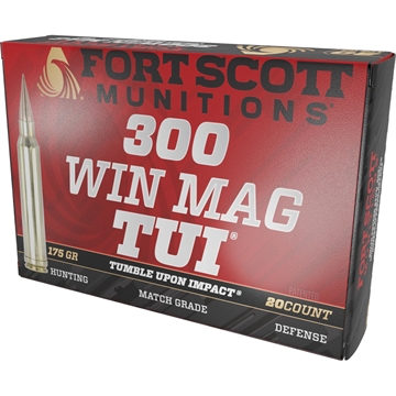 Picture of FORT SCOTT MUNITIONS LEAD FREE RIFLE AMO 300 WIN MAG 175GR TUI BRASS CASE 20-RD (10 BOX PER CASE) 300WM175SCV2 300WM-175-SCV2