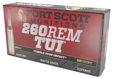 Picture of Fort Scott Munitions Tumble Upon Impact (TUI) 260Rem 130gr Solid Copper Spun 20 Per Box/25 Case 260130SCV2