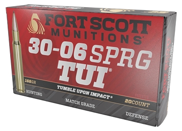 Picture of Fort Scott Munitions Tumble Upon Impact (TUI) Rifle 30-06Springfield 168gr Solid Copper Spun 20 Per Box/10 Case 3006168SCV