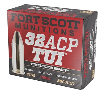 Picture of FORT SCOTT MUNITIONS LEAD FREE PISTOL AMO 32 AUTO 71GR TUI BRASS CASE 20-RD ( 25 BOXES PER CASE ) 32ACP071SCV 32ACP71SCV