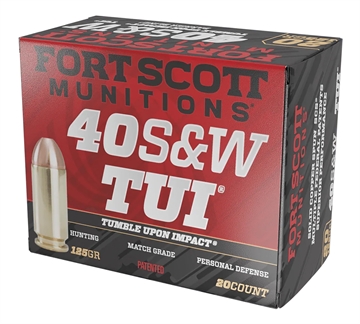 Picture of Fort Scott Munitions Tumble Upon Impact (TUI) 40S&W 125gr Solid Copper Spun 20 Per Box/25 Case 400125SCV