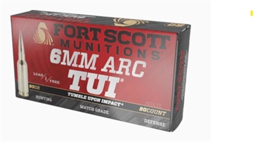 Picture of FORT SCOTT MUNITIONS LEAD FREE RIFLE AMO 6MM ARC 90GR TUI BRASS CASE 20-RD ( 10 BOX PER CASE ) 6ARC090SCV2 6ARC-090-SCV2