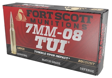 Picture of Fort Scott Munitions Tumble Upon Impact (TUI) Rifle 7mm-08Rem 120gr Solid Copper Spun 20 Per Box/10 Case 7MM08120SCV1