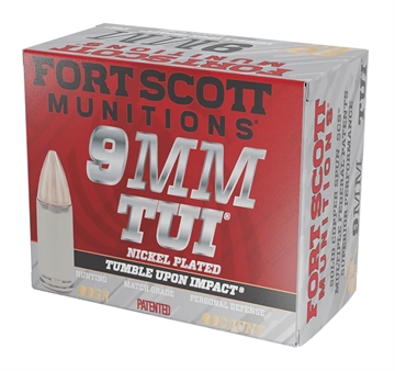 Picture of Fort Scott Munitions Tumble Upon Impact (TUI) 9mmLuger 80gr Solid Copper Spun 20 Per Box/25 Case 9MM080SCVNIC