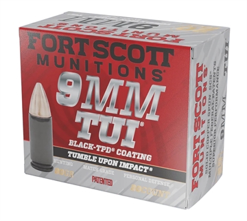 Picture of Fort Scott Munitions Tumble Upon Impact (TUI) 9mmLuger 80gr Solid Copper Spun 20 Per Box/25 Case *TPD-9 Coated 9MM080SCVTPD