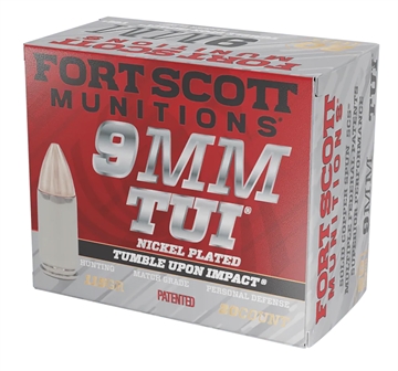 Picture of Fort Scott Munitions Tumble Upon Impact (TUI) 9mmLuger 115gr Solid Copper Spun 20 Per Box/25 Case 9MM115SCVNIC