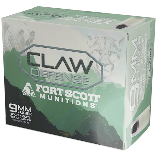 Picture of FORT SCOTT MUNITIONS LEAD FREE CLAW DEFENSE 9MM 115GR FNP 20RD ( 25 BOXES PER CASE ) 9MM115SCVFNCD 9MM-115-SCVFNCD