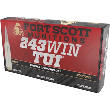 Picture of Fort Scott Munitions Tumble Upon Impact (TUI) Rifle 243Win 58gr Solid Copper Spun 20 Per Box/10 Case 243058SCV