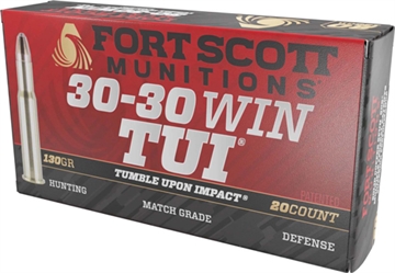 Picture of Fort Scott Munitions Tumble Upon Impact (TUI) Rifle 30-30Win 130gr Solid Copper Spun 20 Per Box/10 Case 3030130SCV