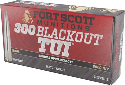 Picture of FORT SCOTT MUNITIONS LEAD FREE RIFLE AMO 300 BLACKOUT 150GR TUI BRASS CASE 20-RD ( 25 BOX PER CASE ) 300150SCV2 300-150-SCV2