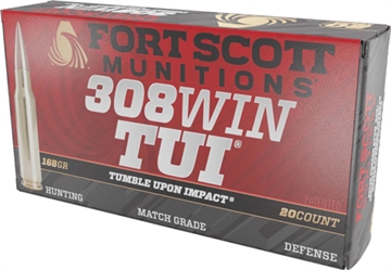 Picture of Fort Scott Munitions Tumble Upon Impact (TUI) Brush Hog 308Win 168gr Solid Copper Spun 20 Per Box/10 Case 308168SCV