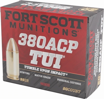 Picture of Fort Scott Munitions Tumble Upon Impact (TUI) 380ACP 95gr Solid Copper Spun 20 Per Box/25 Case 380095SCV