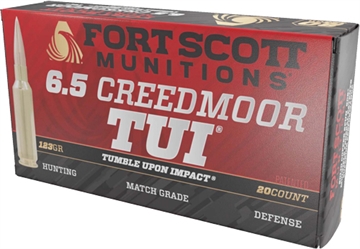Picture of Fort Scott Munitions Tumble Upon Impact (TUI) Rifle 6.5Creedmoor 123gr Solid Copper Spun 20 Per Box/10 Case 65CM123SCV11