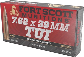 Picture of Fort Scott Munitions Tumble Upon Impact (TUI) Rifle 7.62x39mm 117gr Solid Copper Spun 20 Per Box/10 Case 762X39117SCV