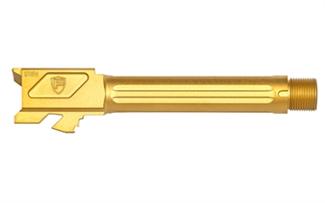 Picture of Fortis Manufacturing, Inc. Match Grade Barrel, For Glock, 9MM, 4.5", Threaded, Fits Glock 19 Gen 1-5 and 19X, Gold TiN Finish FM-G19-TB-TiN