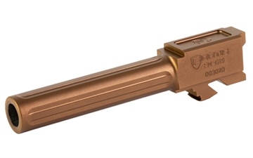 Picture of Fortis Manufacturing, Inc. Match Grade Barrel, Fluted Barrel, 9MM, 4", Fits Glock 19 Gen 1-5 and 19X, Copper Finish, Titanium Copper Nitride Coating, 416R Stainless FM-G19-CPPR