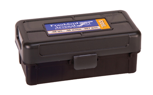 Picture of Frankford Arsenal Hinge-Top Ammo Box, 503, 50 Rounds, Fits 38 Special, 357 Magnum and 38 Super, Smoke Gray, Plastic 1083784