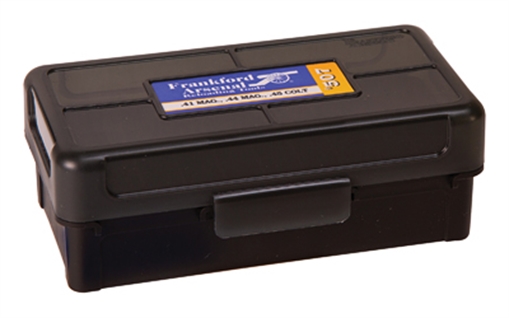 Picture of Frankford Arsenal Hinge-Top Ammo Box, 507, 50 Rounds, Fits 44 Special and 44 Magnum, Smoke Gray, Plastic 1083789
