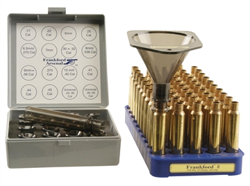 Picture of Frankford Arsenal Frankford Arsenal, Black, Static Free Aluminum Construction, 8 Interchangeable Nozzles, Laser Marked For Easy Caliber ID, Smooth Black Chrome Finish, Storage Case Included 1136021