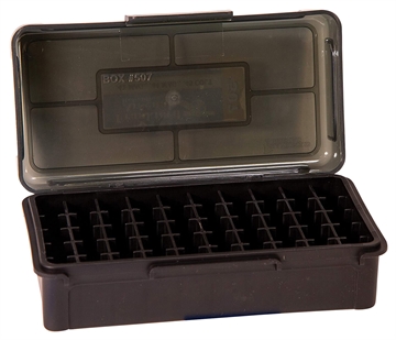 Picture of Frankford Arsenal Hinge-Top Ammo Box, 509, 50 Rounds, Fits 22-250 Remington, 243 Winchester, 308 Winchester and 7mm-08, Smoke Grey, Plastic 1083788