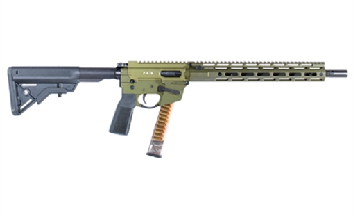 Picture of Freedom Ordnance FX9 Elite, Semi-automatic Rifle, AR, 9MM, 14.5" Pinned (16" OAL) Barrel, Aluminum Frame, Flash Hider, Anodized Finish, Olive Drab Green, B5 Stock and Grip, 13.5" M-LOK Handguard, Optics Ready, 1 Magazine, 32 Rounds, Right Hand FX9R16E-ODG