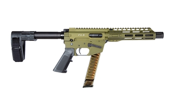 Picture of FREEDOM ORDNANCE FX9 9mm Luger 32+1 8" Black Nitride Barrel, M-LOK Handguard, OD Green Aluminum Receiver w/Picatinny Rail, OD Green Polymer SB Mini Brace, Black AR15 Grip FX9P8SBM-ODG