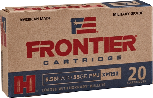 Picture of Frontier Cartridge Military Grade Centerfire Rifle 5.56x45mmNATO 55gr Full Metal Jacket 20 Per Box/25 Case FR200